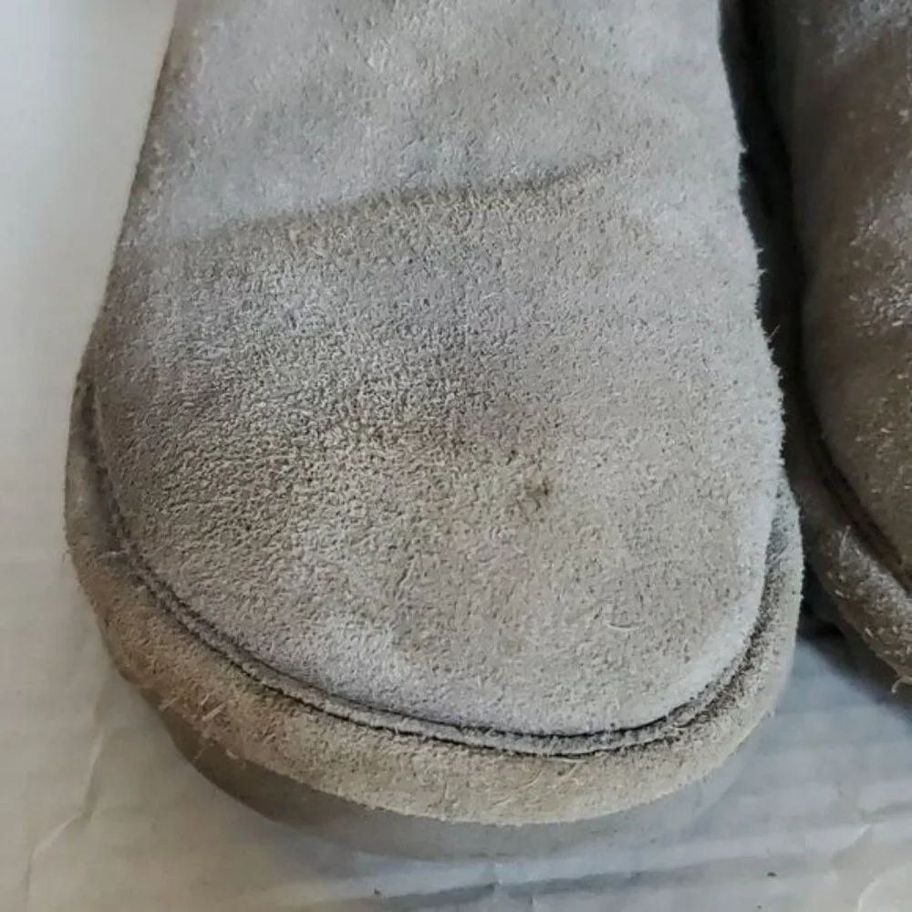 Bearpaw Boots Booties Shoes Gray Suede Winter Snow Alyssa Ankle Youth GIRLS 4